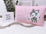 Namenskissen, Taufkissen, Kinderkissen, Kissen mit Namensbestickung, Geschenk zur Geburt und Taufe, Taufgeschenk, bestickt, personalisiert, individuell, Reh