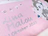 Namenskissen, Taufkissen, Kinderkissen, Kissen mit Namensbestickung, Geschenk zur Geburt und Taufe, Taufgeschenk, bestickt, personalisiert, individuell, Reh