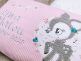 Namenskissen, Taufkissen, Kinderkissen, Kissen mit Namensbestickung, Geschenk zur Geburt und Taufe, Taufgeschenk, bestickt, personalisiert, individuell, Reh