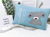 Namenskissen, Taufkissen, Kinderkissen, Kissen mit Namensbestickung, Geschenk zur Geburt und Taufe, Taufgeschenk, bestickt, personalisiert, individuell, Teddy