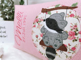 Namenskissen, Taufkissen, Kinderkissen, Kissen mit Namensbestickung, Geschenk zur Geburt und Taufe, Taufgeschenk, bestickt, personalisiert, individuell, Waschbär