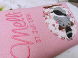 Namenskissen, Taufkissen, Kinderkissen, Kissen mit Namensbestickung, Geschenk zur Geburt und Taufe, Taufgeschenk, bestickt, personalisiert, individuell, Waschbär