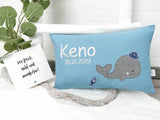 Namenskissen, Taufkissen, Kinderkissen, Kissen mit Namensbestickung, Geschenk zur Geburt und Taufe, Taufgeschenk, bestickt, personalisiert, individuell, Wal