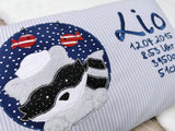 Namenskissen, Taufkissen, Kinderkissen, Kissen mit Namensbestickung, Geschenk zur Geburt und Taufe, Taufgeschenk, bestickt, personalisiert, individuell, Waschbär