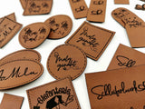 Kunstleder-Label, Kunstleder-Patch, Lederpatch, Leder-Patch, Patch, Label, individuelles Design, Logo-Label, Logo Label, braun