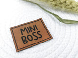 Kunstleder-Label, Lederlabel, Kunstleder-Patch, Lederpatch, 4x3cm, Mini Boss