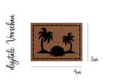 Kunstleder-Label, Lederlabel, Kunstleder-Patch, Lederpatch, 4x3cm, Palmen, Sommer, Urlaub