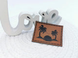 Kunstleder-Label, Lederlabel, Kunstleder-Patch, Lederpatch, 4x3cm, Palmen, Sommer, Urlaub