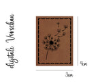 Kunstleder-Label, Lederlabel, Kunstleder-Patch, Lederpatch, 4x3cm, cognac, braun, Pusteblume