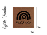 Kunstleder-Label, Lederlabel, Kunstleder-Patch, Lederpatch, 4x3cm, cognac, Regenbogen, Rainbow, mama, mini