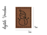 Kunstleder-Label, Lederlabel, Kunstleder-Patch, Lederpatch, 4x3cm, cognac, braun, Schneemann, Weihnachten, Christmas, Winter