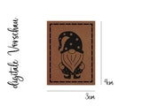 Kunstleder-Label, Lederlabel, Kunstleder-Patch, Lederpatch, 4x3cm, cognac, braun, Weihnachtswichtel, Wichtel