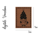 Kunstleder-Label, Lederlabel, Kunstleder-Patch, Lederpatch, 4x3cm, cognac, braun, Weihnachtswichtel, Wichtel, Tanne, Weihnachtsbaum, Weihnachten