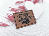 Kunstleder-Label, Lederlabel, Kunstleder-Patch, Lederpatch, 4x3cm, Melone, Hello Summer, Sommer, Urlaub
