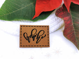 Kunstleder-Label, Lederlabel, Kunstleder-Patch, Lederpatch, 3x4cm, cognac, braun, Winter, Weihnachten, Christmas, hohoho
