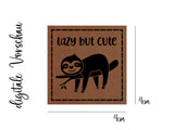 Kunstleder-Label, Lederlabel, Kunstleder-Patch, Lederpatch, 4x4cm, cognac, braun, Faultier, Lady but cute