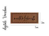 Kunstleder-Label, Lederlabel, Kunstleder-Patch, Lederpatch, 2,5x5cm, cognac, braun, Liebe, mehr Meer