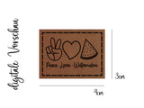 Kunstleder-Label, Lederlabel, Kunstleder-Patch, Lederpatch, 4x3cm, Melone, peace love watermelon, Sommer, Urlaub