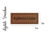Kunstleder-Label, Lederlabel, Kunstleder-Patch, Lederpatch, 2x5cm, cognac, braun, pferdeliebe, Pferd, reiten