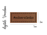 Kunstleder-Label, Lederlabel, Kunstleder-Patch, Lederpatch, 2x5cm, cognac, braun, scherzkeks