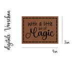 Kunstleder-Label, Lederlabel, Kunstleder-Patch, Lederpatch, 4x3cm, braun, cognac, with a little bit of magic