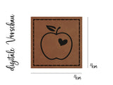 Kunstleder-Label, Lederlabel, Kunstleder-Patch, Lederpatch, 4x4cm, cognac, braun, Apfel, Apfel mit Herz