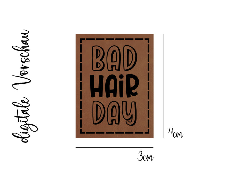 Kunstleder-Label, Lederlabel, Kunstleder-Patch, Lederpatch, 4x3cm, cognac, braun, Bad Hair Day