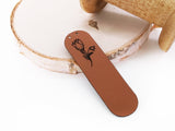 Kunstlederlabel, Kunstleder Label, Knickmich, Knicklabel, Saumlabel, PU, braun , cognac, Blume