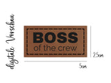 Kunstleder-Label, Lederlabel, Kunstleder-Patch, Lederpatch, 2x5cm, cognac,  Boss of the crew