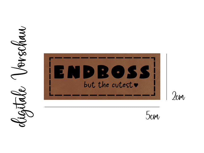 Kunstleder-Label, Lederlabel, Kunstleder-Patch, Lederpatch, 2x5cm, cognac, braun, ENDBOSS but the cutest