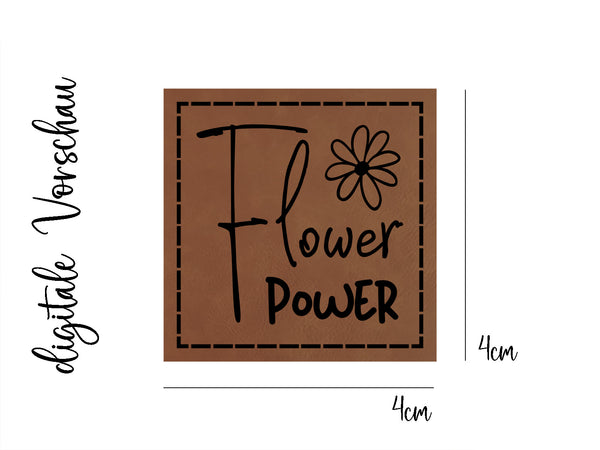 SET Kunstleder-Label "Flower Power", 2er Set