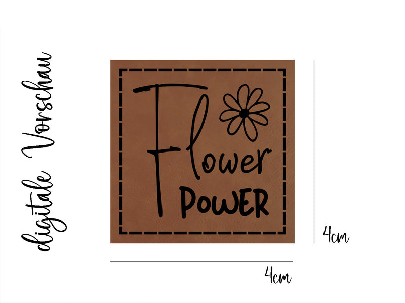 SET Kunstleder-Label "Flower Power", 2er Set