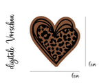 Kunstleder-Label, Lederlabel, Kunstleder-Patch, Lederpatch, 6x4cm, cognac, braun, Sonderform, Eigenproduktion, Leoprint, Leo Love, Herz