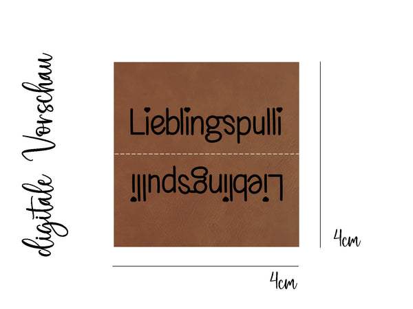 Kunstlederlabel, Kunstleder Label, Knickmich, Knicklabel, PU, braun, 4x4cm, cognac, weich, für Seitennaht, Nahtlabel, Lieblingspulli