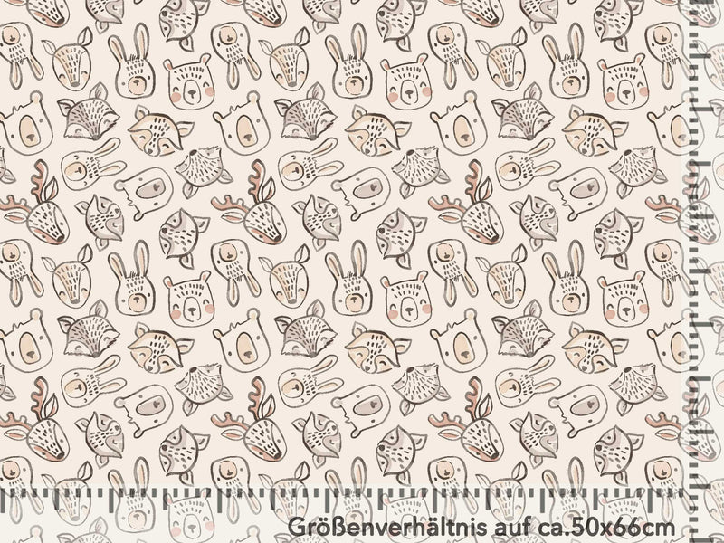 Vorbestellung, Eigenproduktion, Stoff drucken, Stoff für Kinder, Kinderstoff, Jersey, French Terry, Waffelstrick, Rippjersey, Tiere, Safari, Fuchs, Hase, Bär, Fox, Bunny & Bear