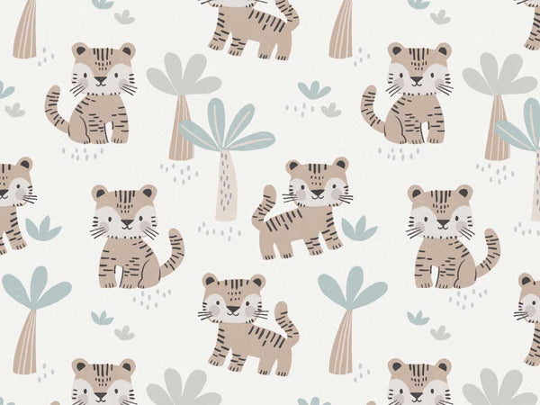 Vorbestellung, Eigenproduktion, Stoff drucken, Stoff für Kinder, Kinderstoff, Jersey, French Terry, Waffelstrick, Rippjersey, Tiere, Mini Tiger