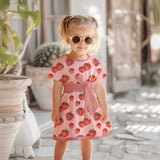 Vorbestellung, Eigenproduktion, Stoff drucken, Stoff für Kinder, Kinderstoff, Jersey, French Terry, Waffelstrick, Rippjersey, Früchte, happy fruits, Erdbeere, Strawberry