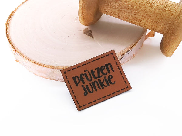 Kunstleder-Label, Lederlabel, Kunstleder-Patch, Lederpatch, 4x3cm, Pfützenjunkie