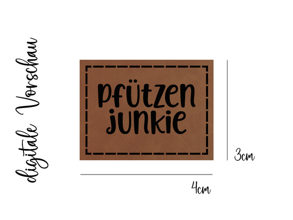 Kunstleder-Label, Lederlabel, Kunstleder-Patch, Lederpatch, 4x3cm, Pfützenjunkie