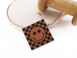 Kunstleder-Label, Lederlabel, Kunstleder-Patch, Lederpatch, 4x4cm, cognac, braun, just smile