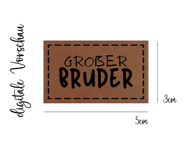 Kunstleder-Label, Lederlabel, Kunstleder-Patch, Lederpatch, 3x5cm, cognac, braun, großer Bruder