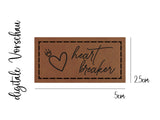 Kunstleder-Label, Lederlabel, Kunstleder-Patch, Lederpatch, 2,5x5cm, cognac, braun, heart breaker