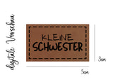 Kunstleder-Label, Lederlabel, Kunstleder-Patch, Lederpatch, 3x5cm, cognac, braun, kleine Schwester
