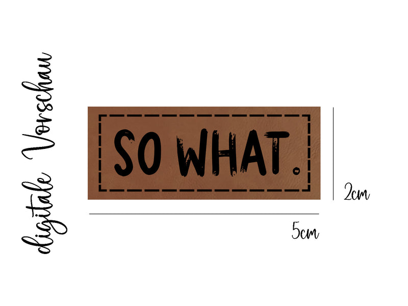 Kunstleder-Label, Lederlabel, Kunstleder-Patch, Lederpatch, 2x5cm, cognac, braun, so what