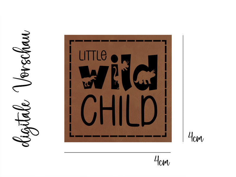 Kunstleder-Label, Lederlabel, Kunstleder-Patch, Lederpatch, 4x4cm, cognac, braun, Little wild child