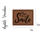 Kunstleder-Label "make me smile", 3x4cm, Einzelstück