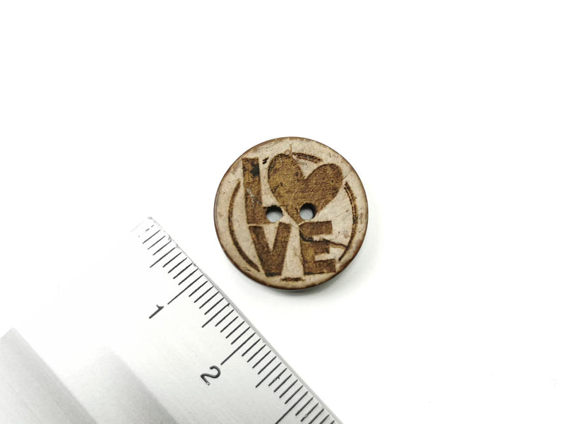 Kokosknopf, Coconut, Kokosnuss Knopf, 20mm, Natur, natürlich, Love
