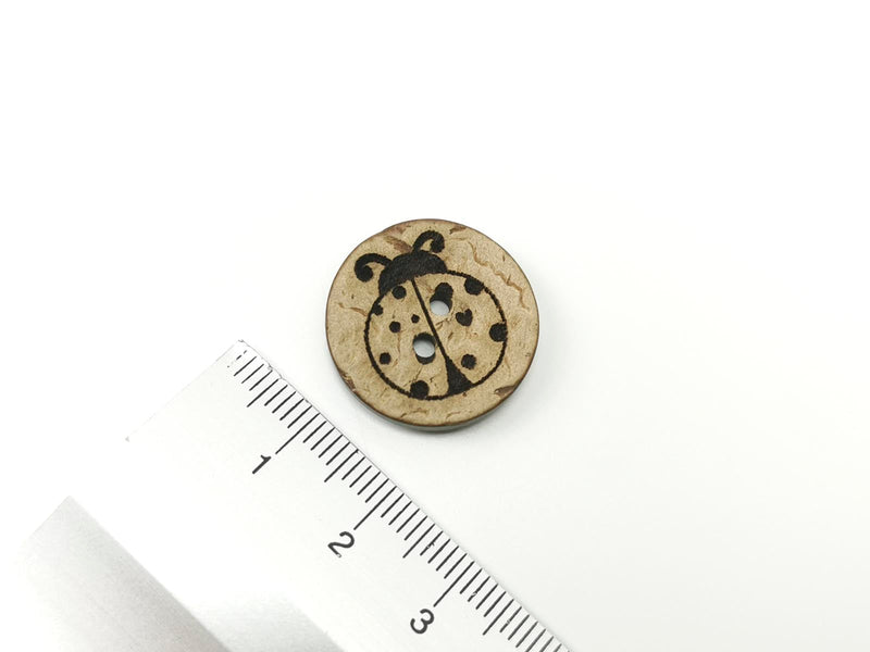 Kokosknopf, Coconut, Kokosnuss Knopf, 20mm, Natur, natürlich, Marienkäfer, Ladybug