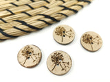 Kokosknopf, Coconut, Kokosnuss Knopf, 20mm, Natur, natürlich, Blume, Pusteblume