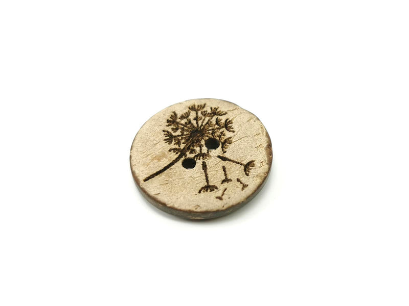 Kokosknopf, Coconut, Kokosnuss Knopf, 20mm, Natur, natürlich, Blume, Pusteblume